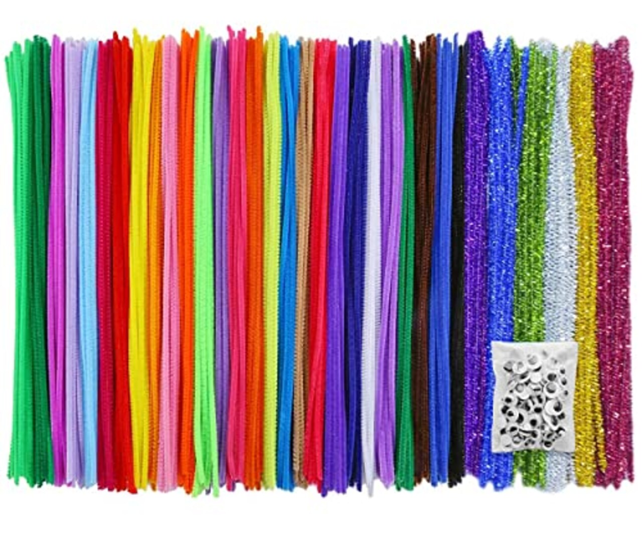 460 Pcs, 360 Pipe Cleaners+100 Googly Eyes | Vibrant Assorted 30 Colors of Craft Chenille Stems - Multicolor Pipe Cleaners Craft Supplies for DIY Arts, and Home & School Crafts Projects